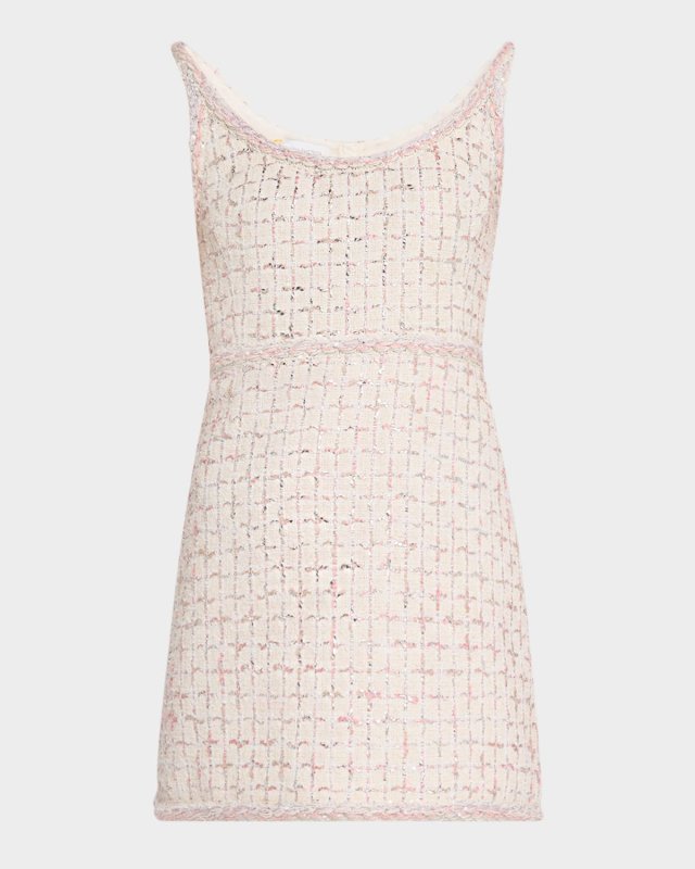 Check Metallic Eyelash Tweed Sleeveless Mini Dress